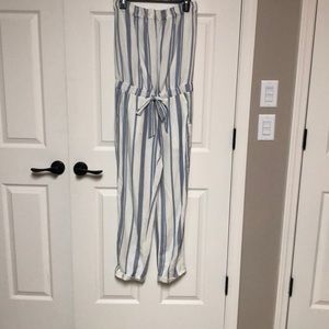 Stripe strapless jumpsuit